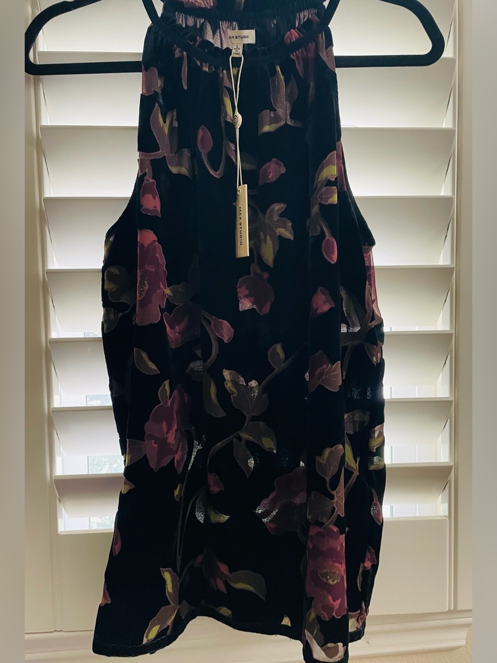 Max Studio Black Floral Halter